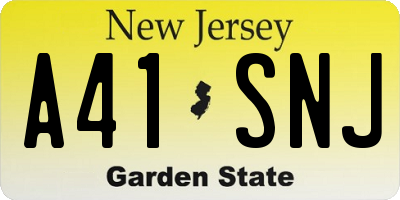 NJ license plate A41SNJ