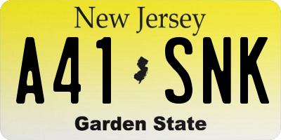 NJ license plate A41SNK