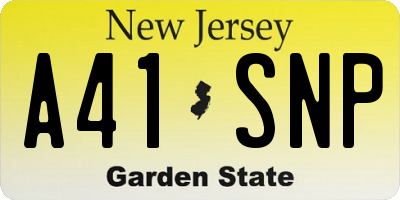 NJ license plate A41SNP