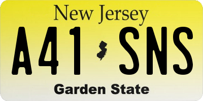 NJ license plate A41SNS
