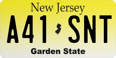 NJ license plate A41SNT