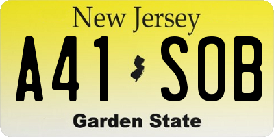 NJ license plate A41SOB