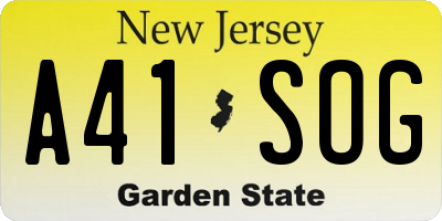 NJ license plate A41SOG