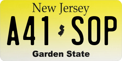 NJ license plate A41SOP