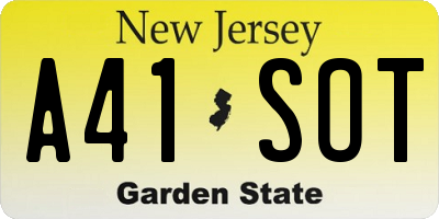 NJ license plate A41SOT