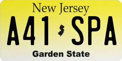 NJ license plate A41SPA