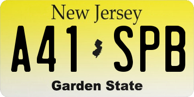 NJ license plate A41SPB