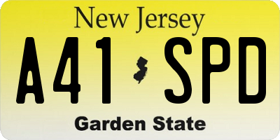 NJ license plate A41SPD