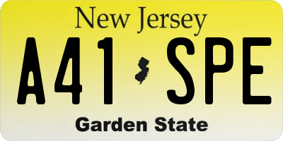 NJ license plate A41SPE
