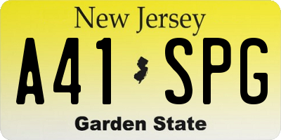 NJ license plate A41SPG