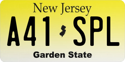 NJ license plate A41SPL