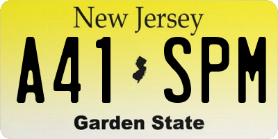 NJ license plate A41SPM