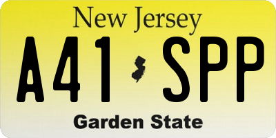 NJ license plate A41SPP