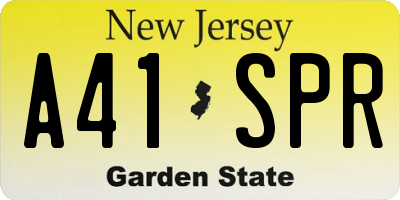 NJ license plate A41SPR