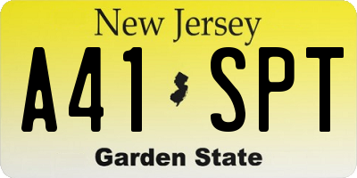 NJ license plate A41SPT