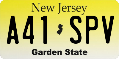 NJ license plate A41SPV