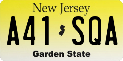 NJ license plate A41SQA