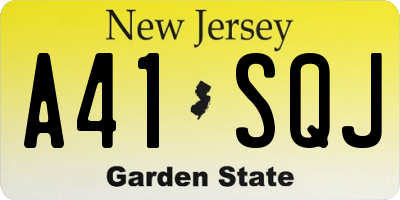 NJ license plate A41SQJ