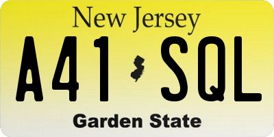 NJ license plate A41SQL