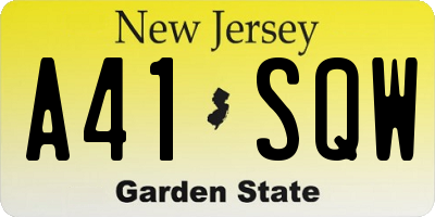 NJ license plate A41SQW