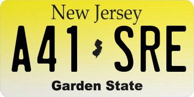 NJ license plate A41SRE
