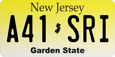NJ license plate A41SRI