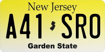 NJ license plate A41SRO
