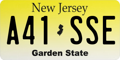 NJ license plate A41SSE