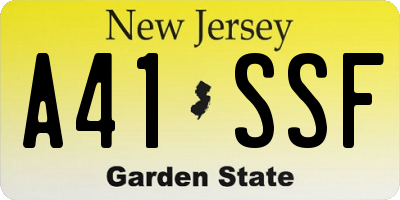 NJ license plate A41SSF