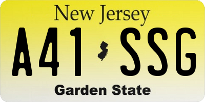 NJ license plate A41SSG