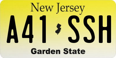 NJ license plate A41SSH