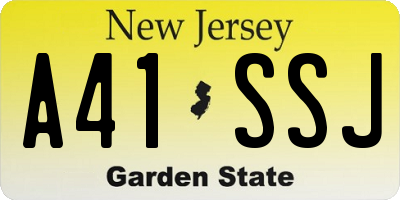NJ license plate A41SSJ
