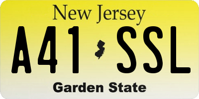 NJ license plate A41SSL