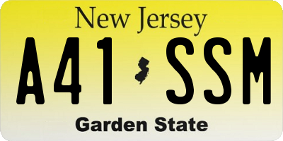 NJ license plate A41SSM