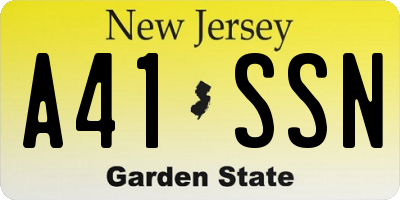 NJ license plate A41SSN