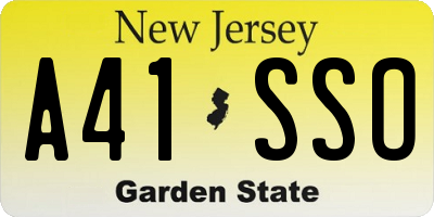 NJ license plate A41SSO