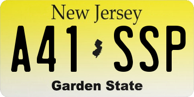 NJ license plate A41SSP