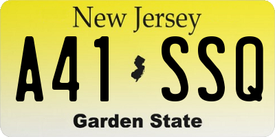 NJ license plate A41SSQ