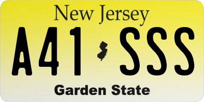 NJ license plate A41SSS