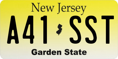 NJ license plate A41SST