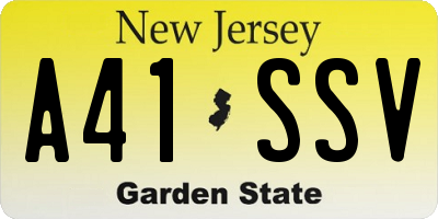 NJ license plate A41SSV