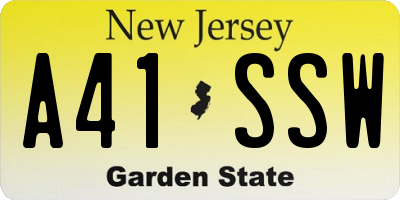 NJ license plate A41SSW