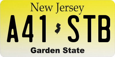 NJ license plate A41STB