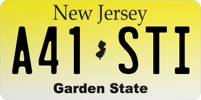 NJ license plate A41STI