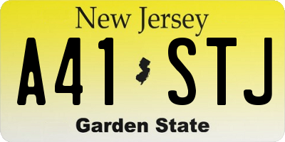 NJ license plate A41STJ