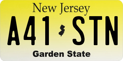 NJ license plate A41STN