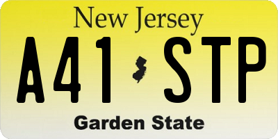 NJ license plate A41STP