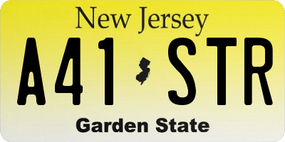 NJ license plate A41STR