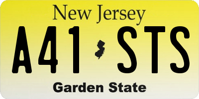 NJ license plate A41STS
