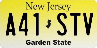 NJ license plate A41STV
